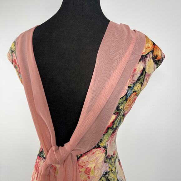 Cynthia Rowley Women's Floral Garden 100% Silk Open Back Sleeveless Dress - Picture 7 of 11